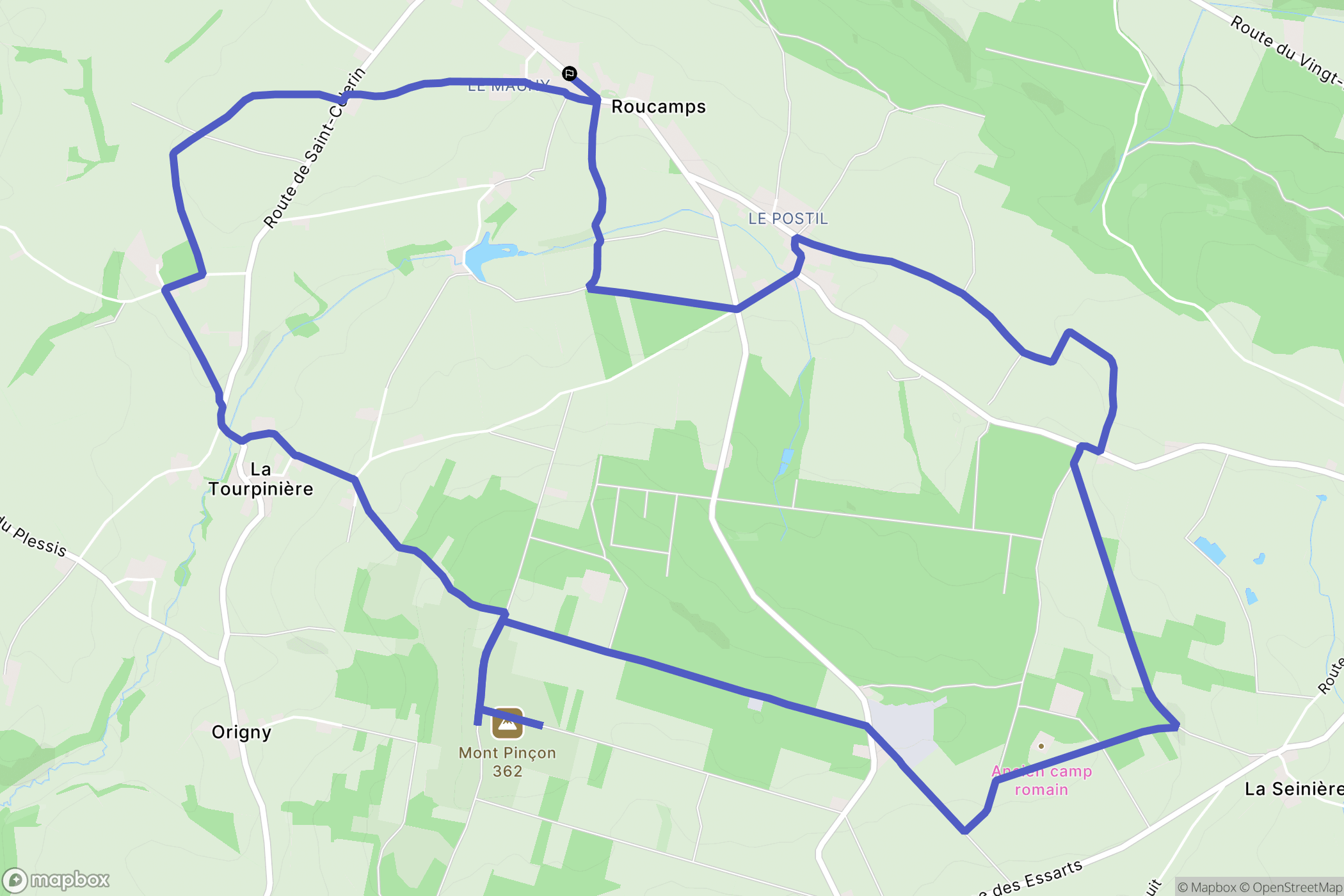 Les Monts d'Aunay : carte du parcours de randonnée - France