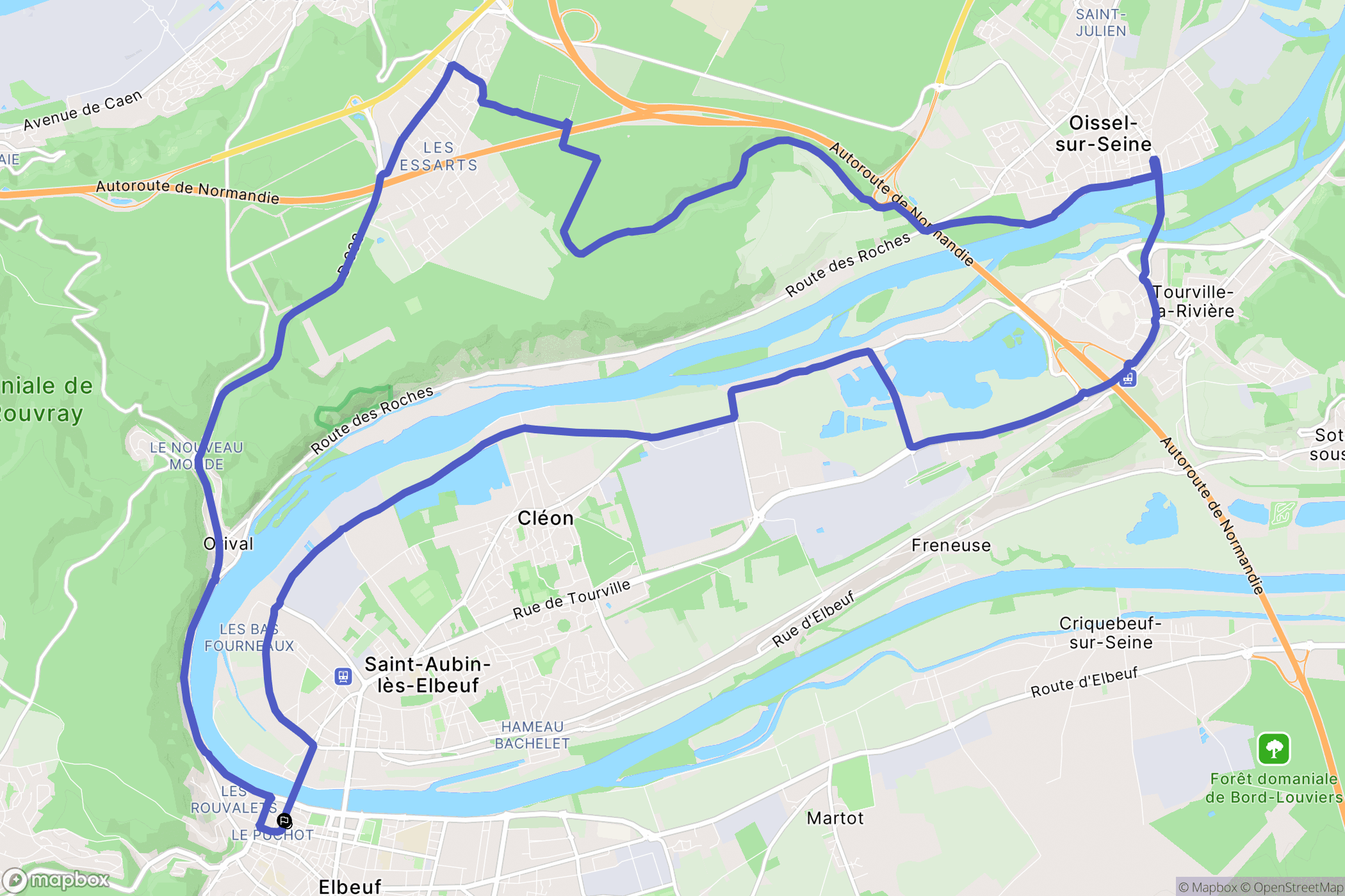 Elbeuf : carte du parcours de randonnée - France