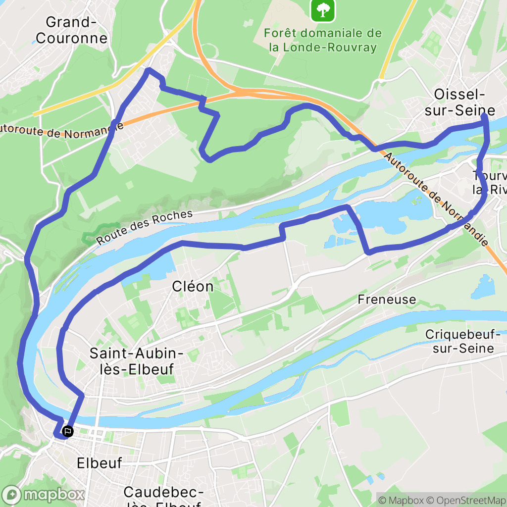 Elbeuf : carte du parcours de randonnée - France