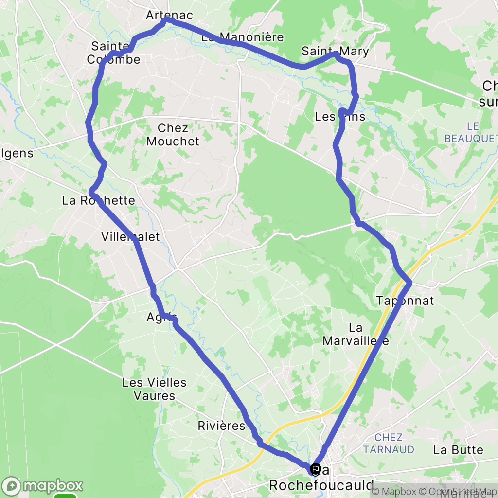 La Rochefoucauld-en-Angoumois : carte du parcours de randonnée - France
