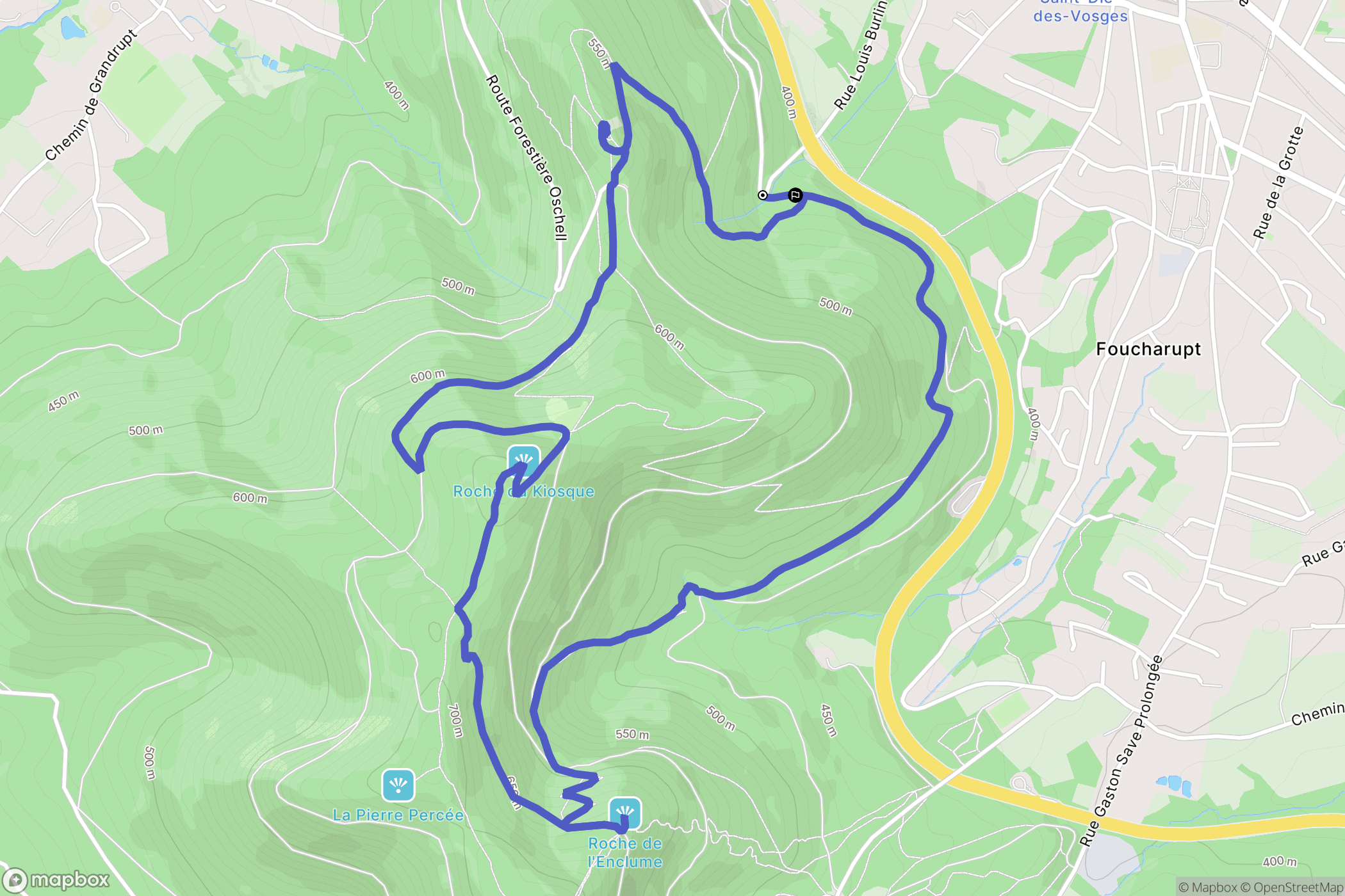 Saint-Dié-des-Vosges : carte du parcours de randonnée - France