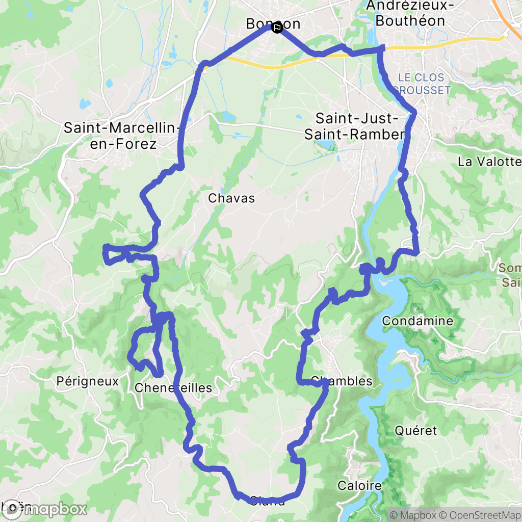 Bonson : carte du parcours de randonnée - France