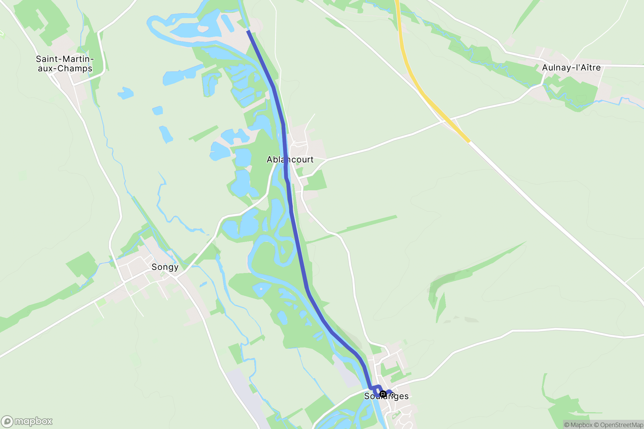 Soulanges : carte du parcours de randonnée - France