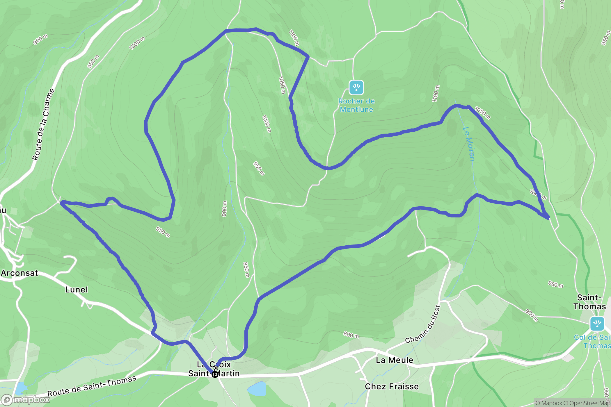 Arconsat : carte du parcours de randonnée - France