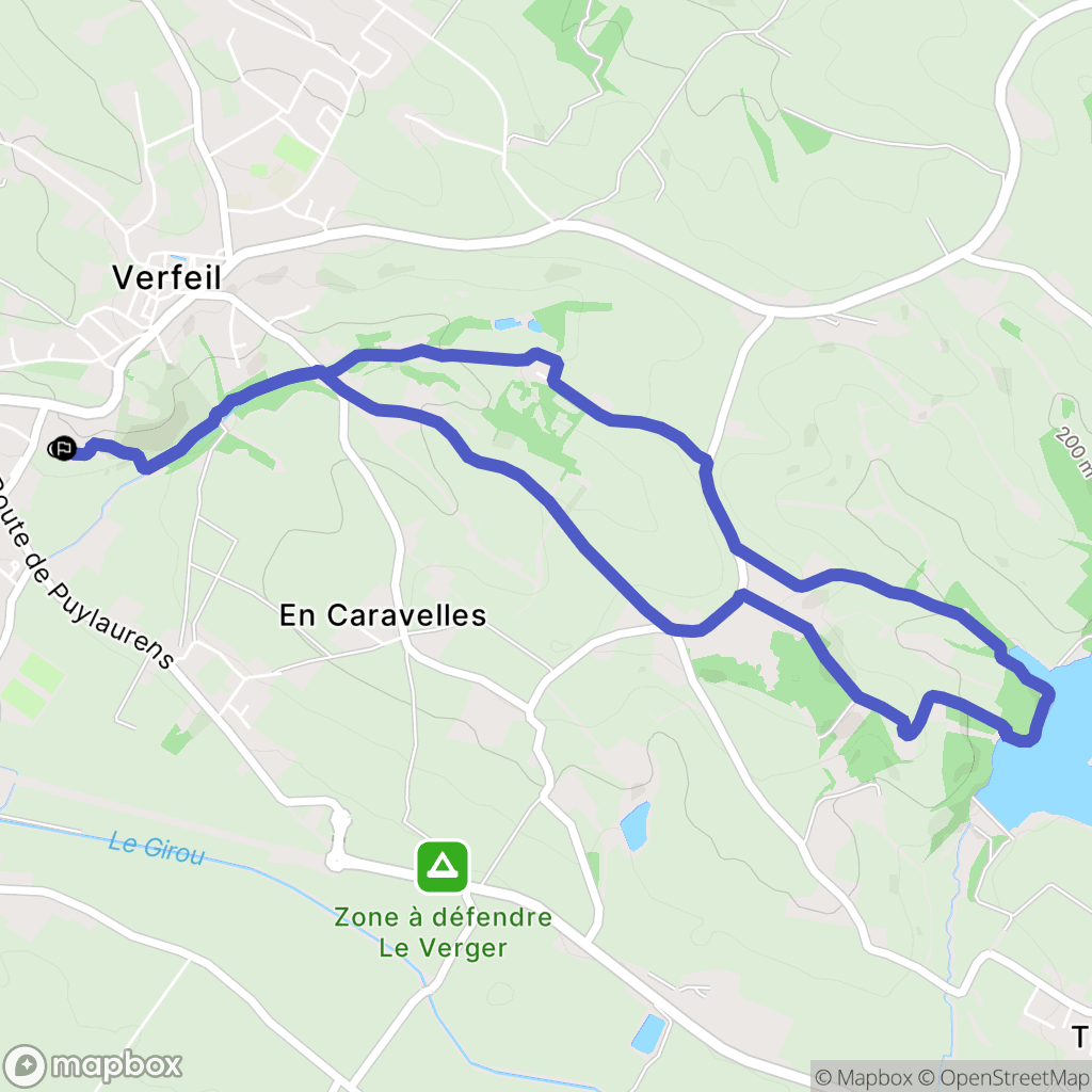 Verfeil : carte du parcours de randonnée - France