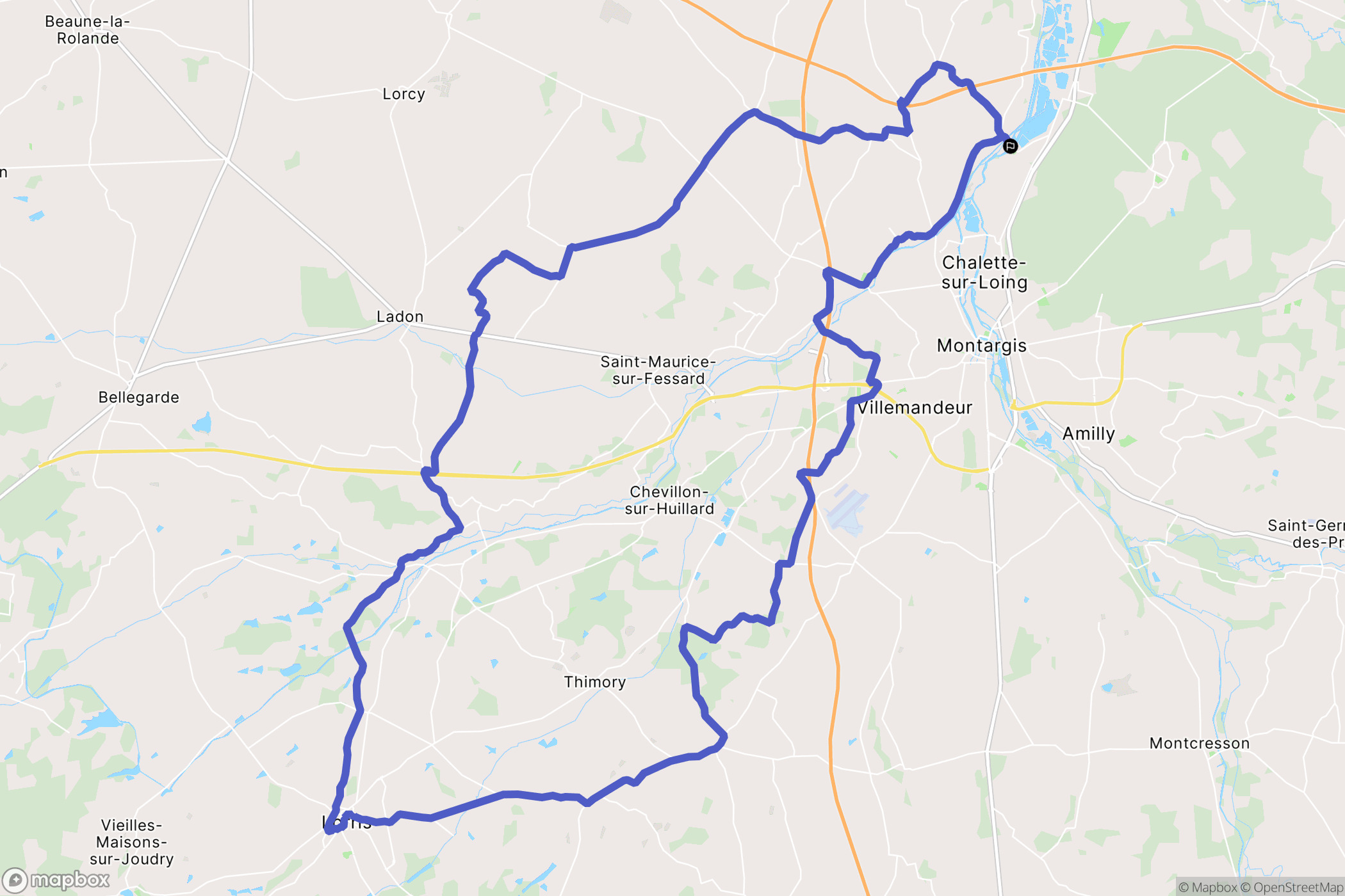 Cepoy : carte du parcours de randonnée - France