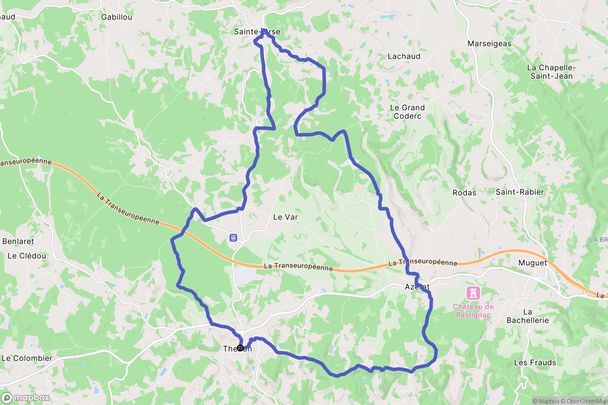 Thenon : carte du parcours de randonnée - France