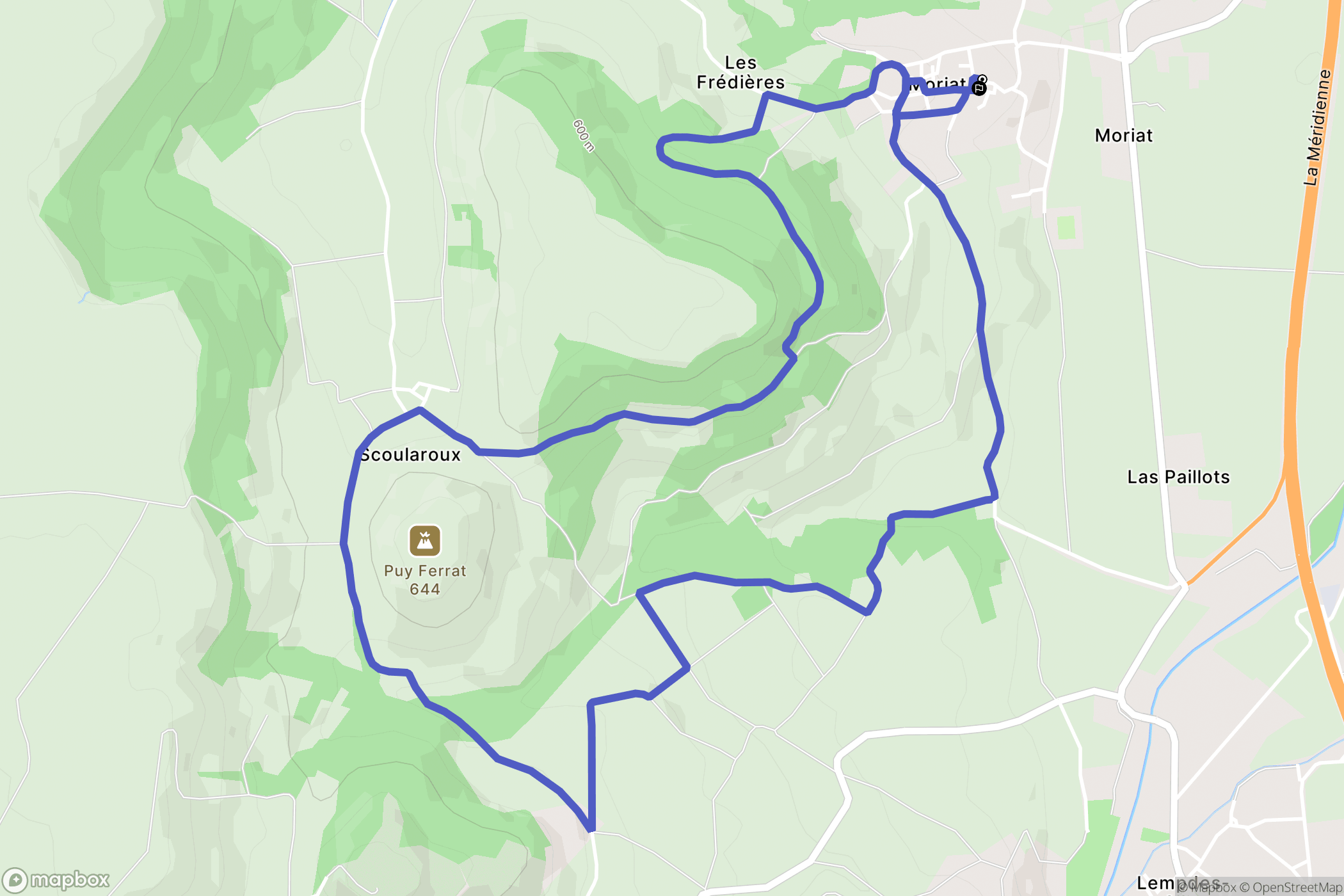 Moriat : carte du parcours de randonnée - France