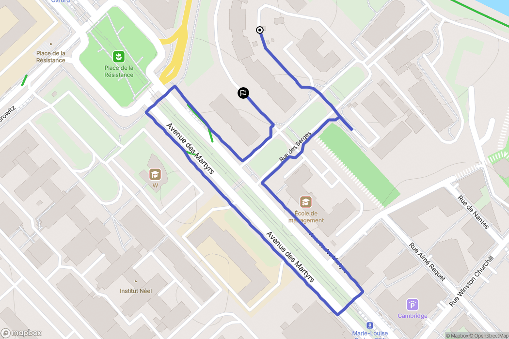 Grenoble : carte du parcours de randonnée - France