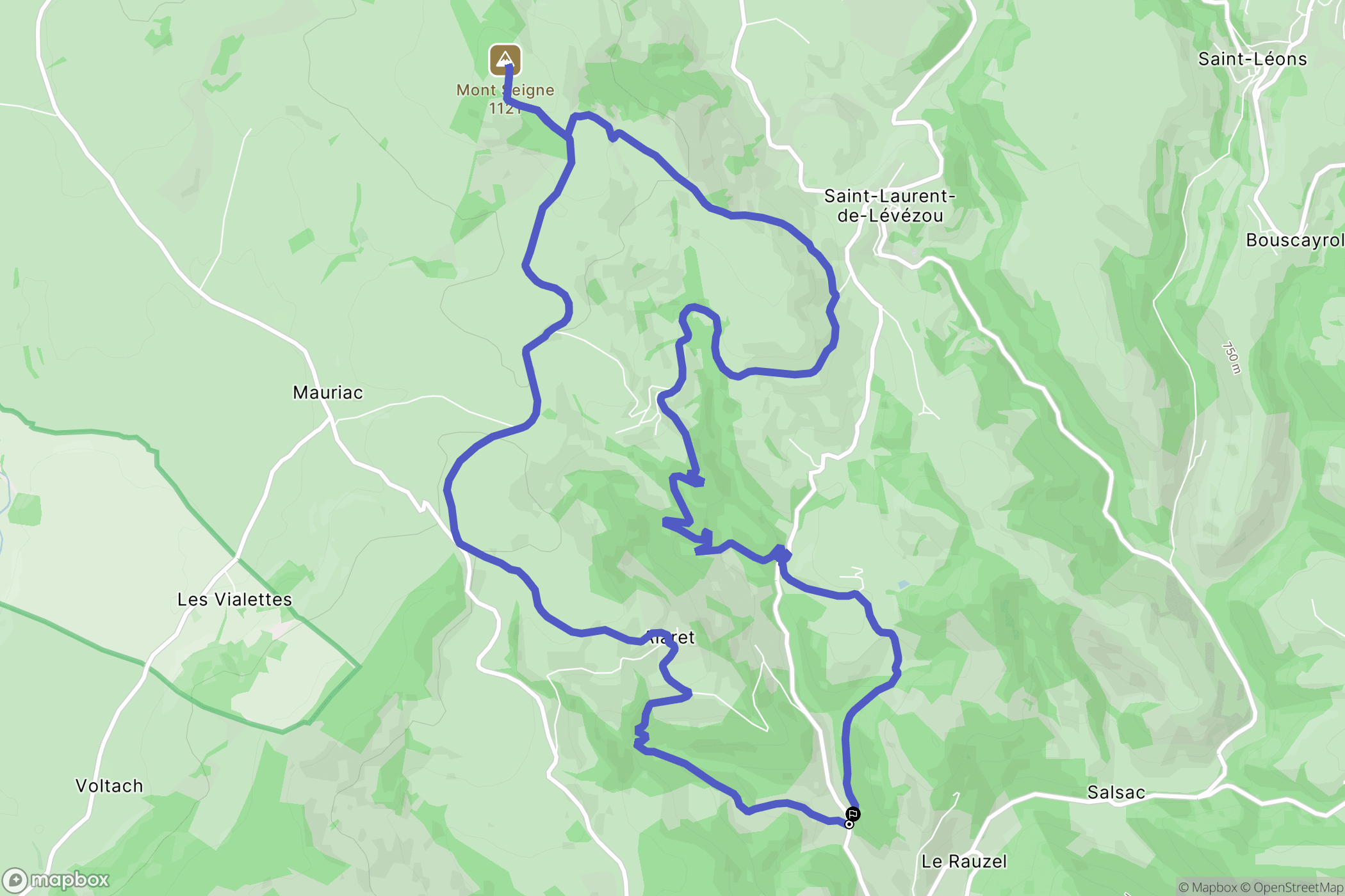 Saint-Beauzély : carte du parcours de randonnée - France