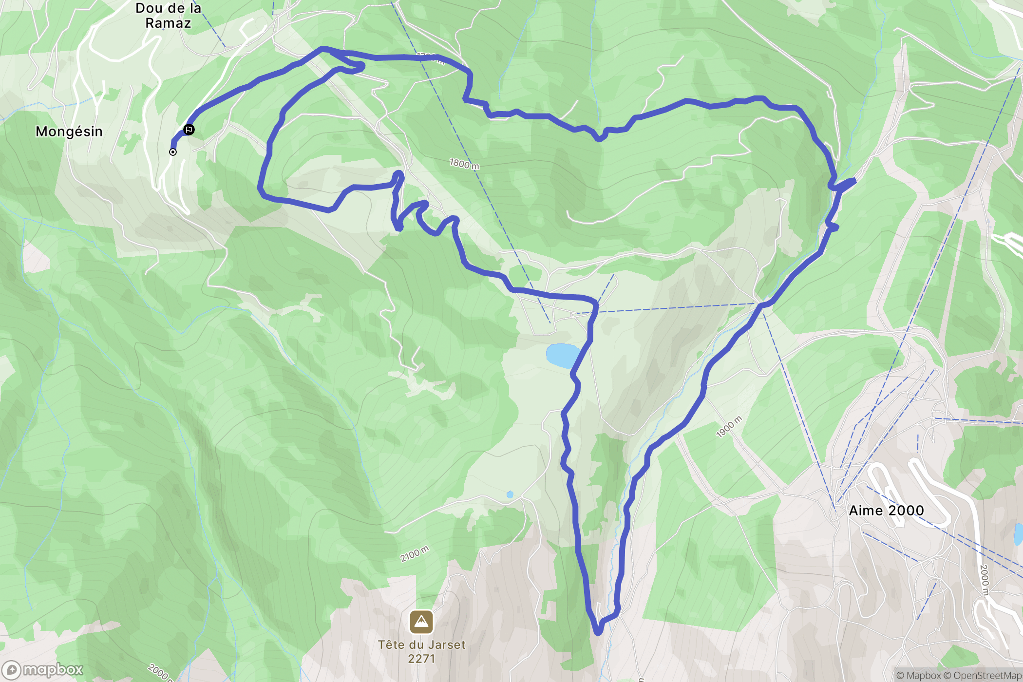 Aime-la-Plagne : carte du parcours de randonnée - France
