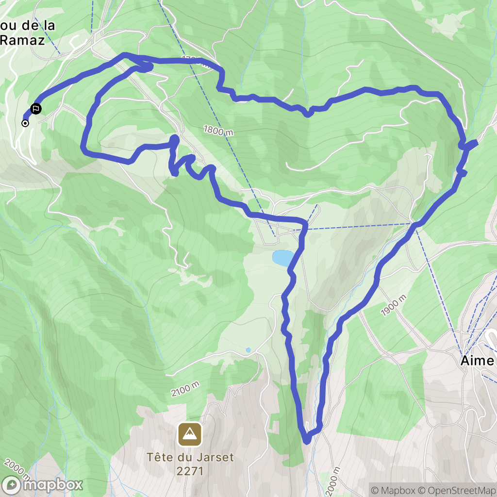 Aime-la-Plagne : carte du parcours de randonnée - France