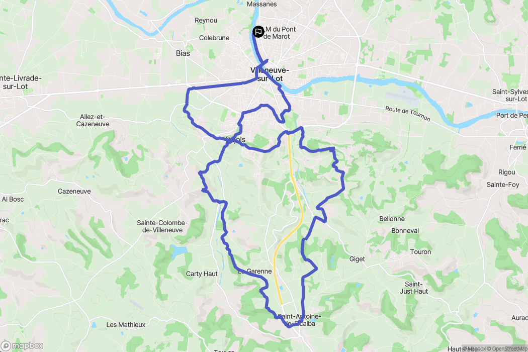 Villeneuve-sur-Lot : carte du parcours de randonnée - France