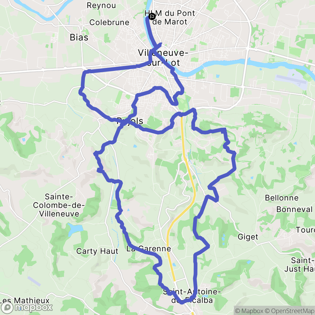 Villeneuve-sur-Lot : carte du parcours de randonnée - France