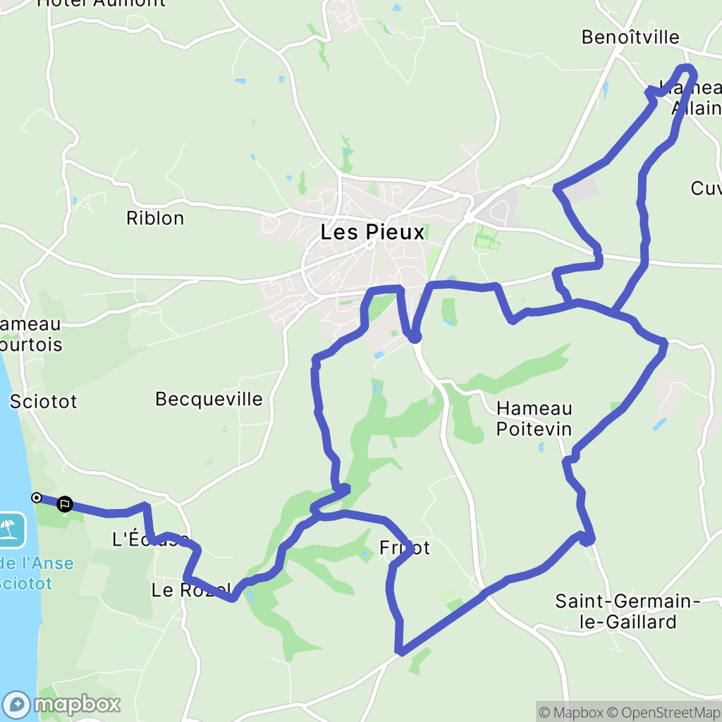 Les Pieux : carte du parcours de randonnée - France