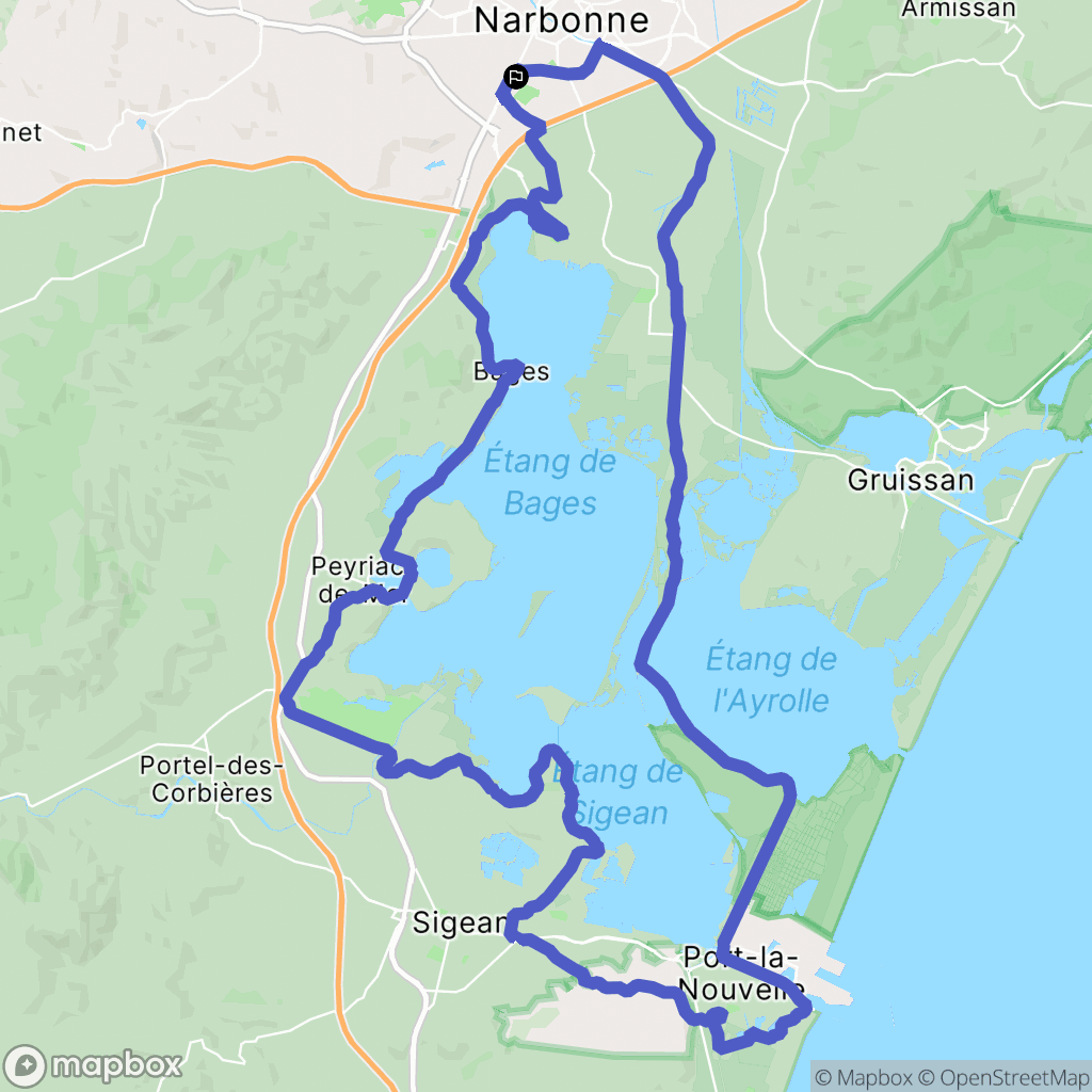 Narbonne : carte du parcours de randonnée - France