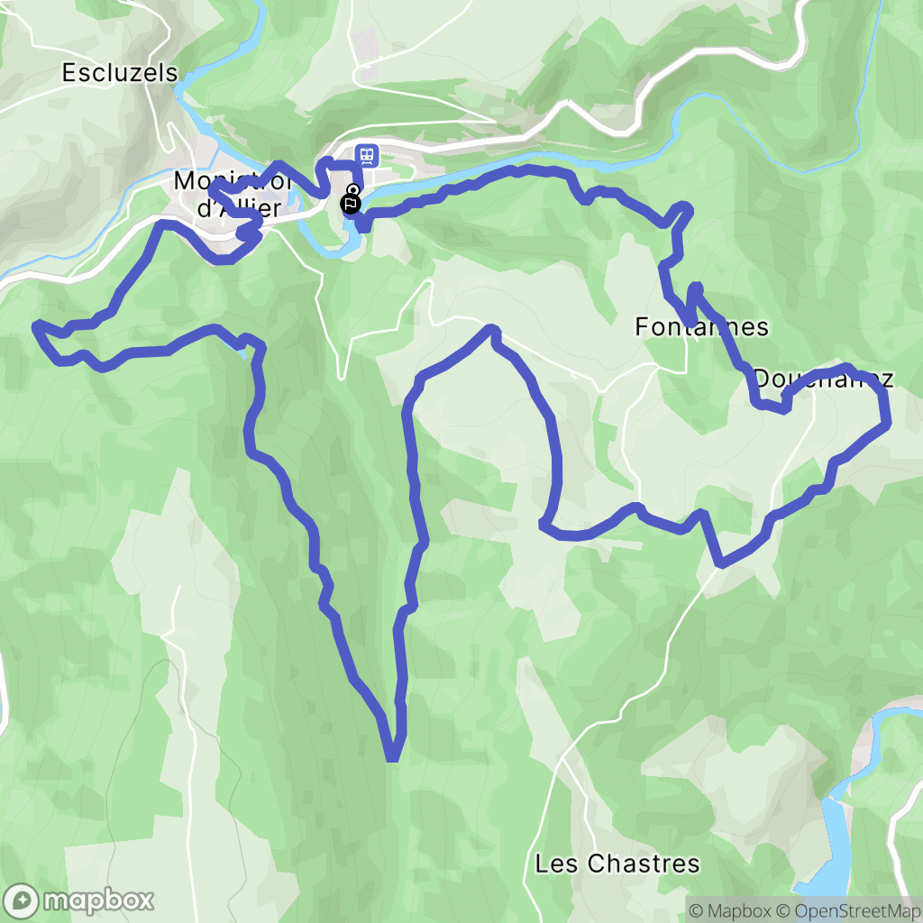 Monistrol-d'Allier : carte du parcours de randonnée - France