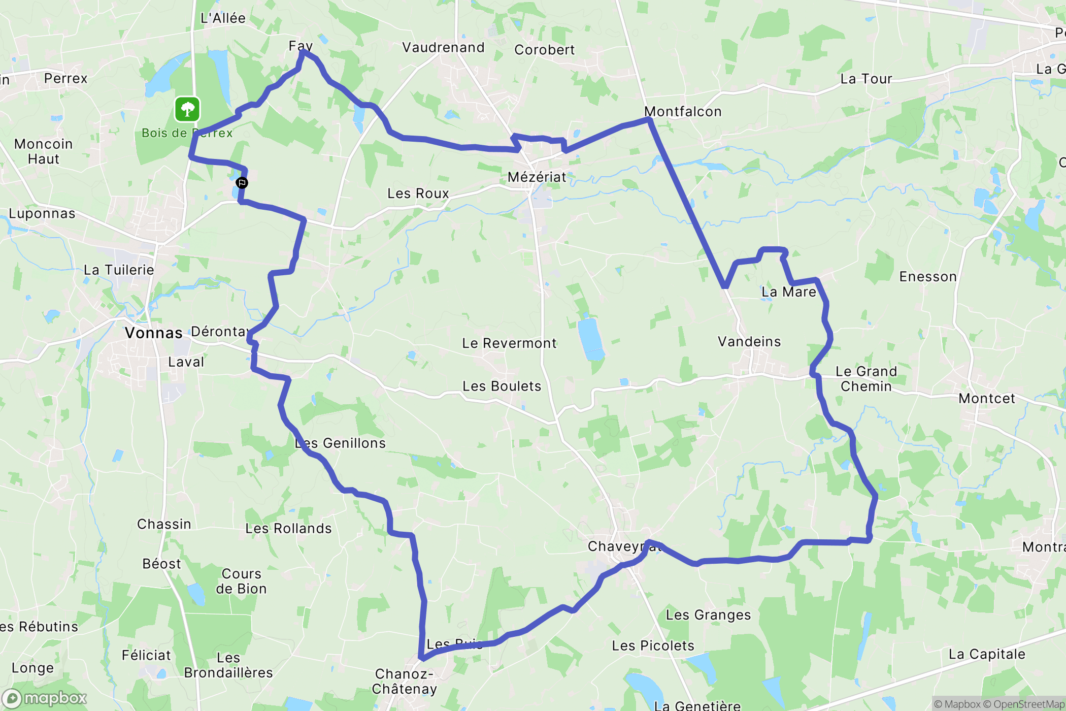Vonnas : carte du parcours de randonnée - France