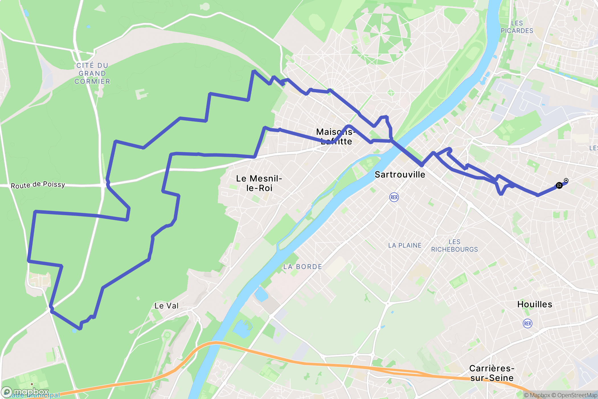 Sartrouville : carte du parcours de randonnée - France
