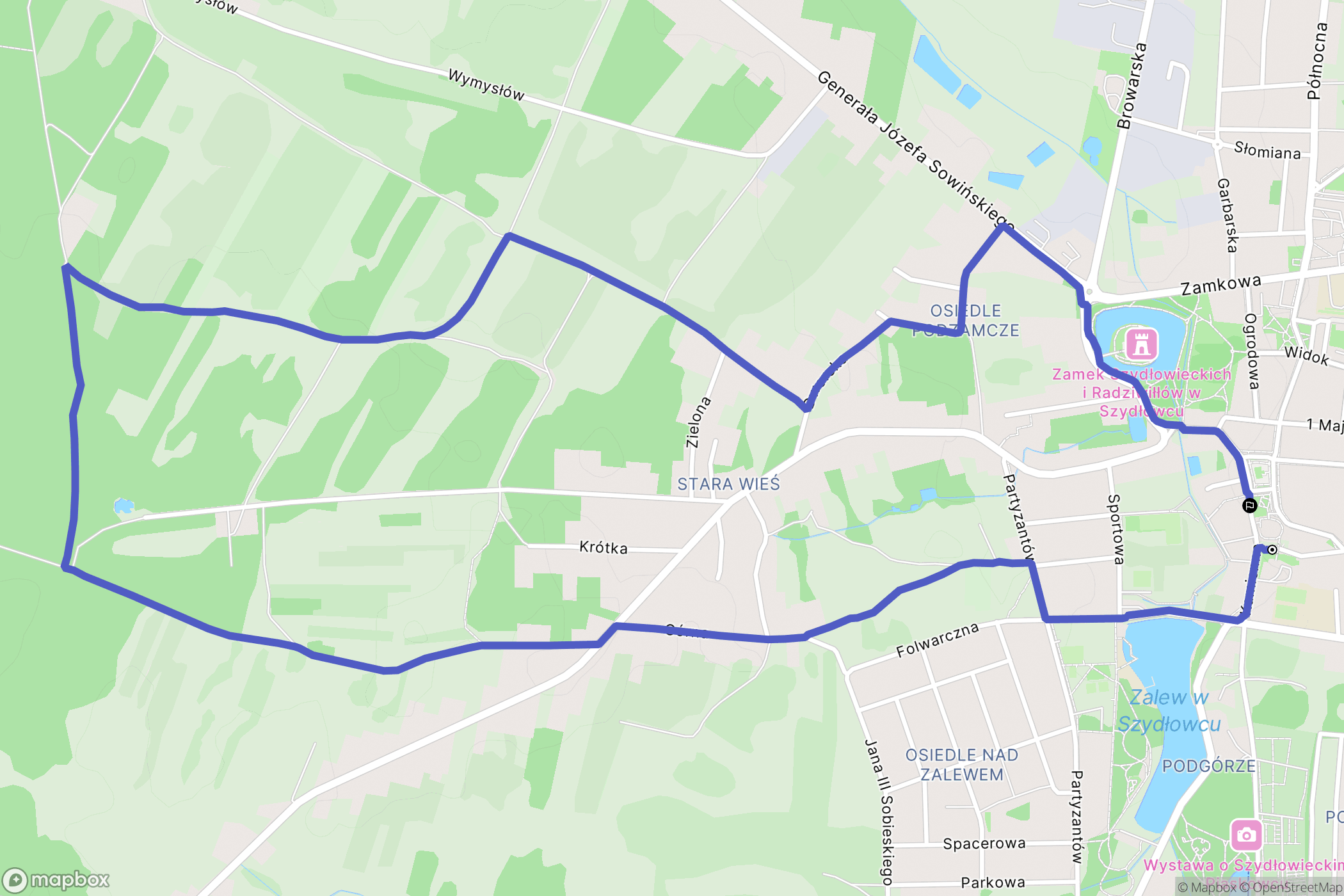 Szydłowiec: mapa trasy - Poland