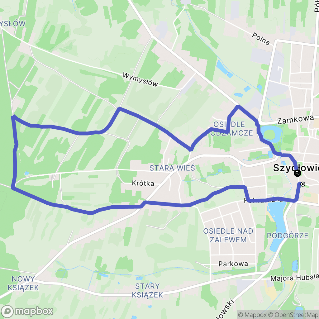 Szydłowiec: mapa trasy - Poland
