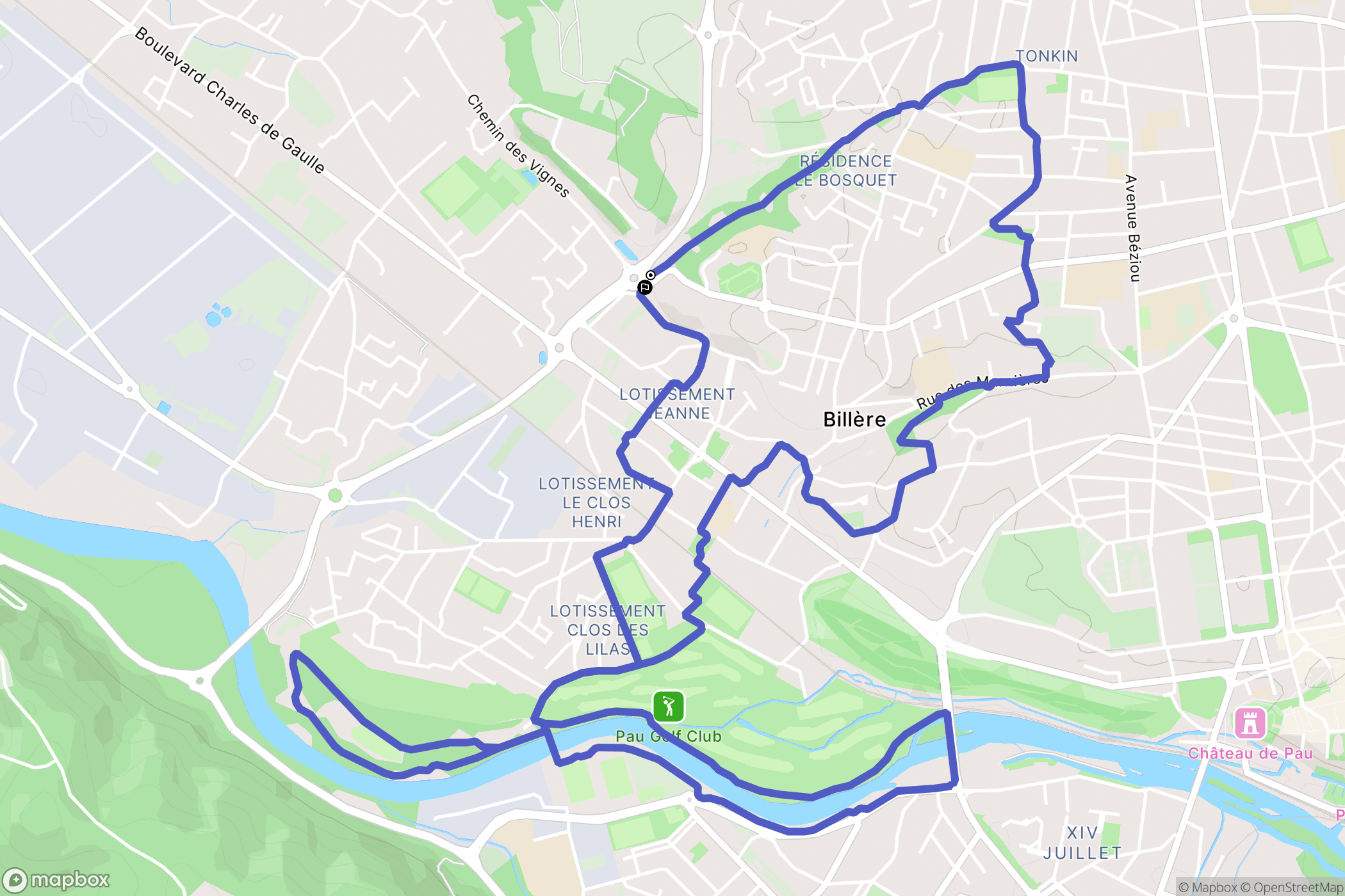 Billère : carte du parcours de randonnée - France