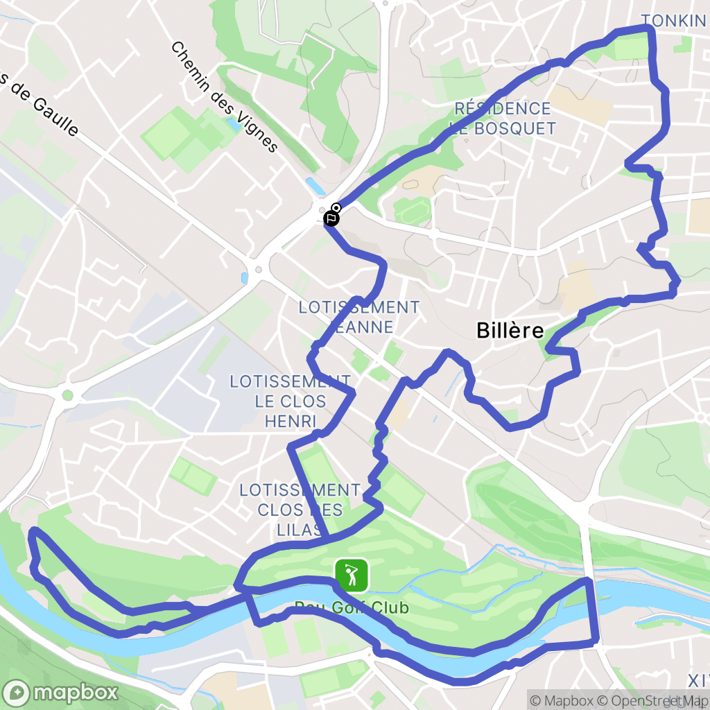 Billère : carte du parcours de randonnée - France
