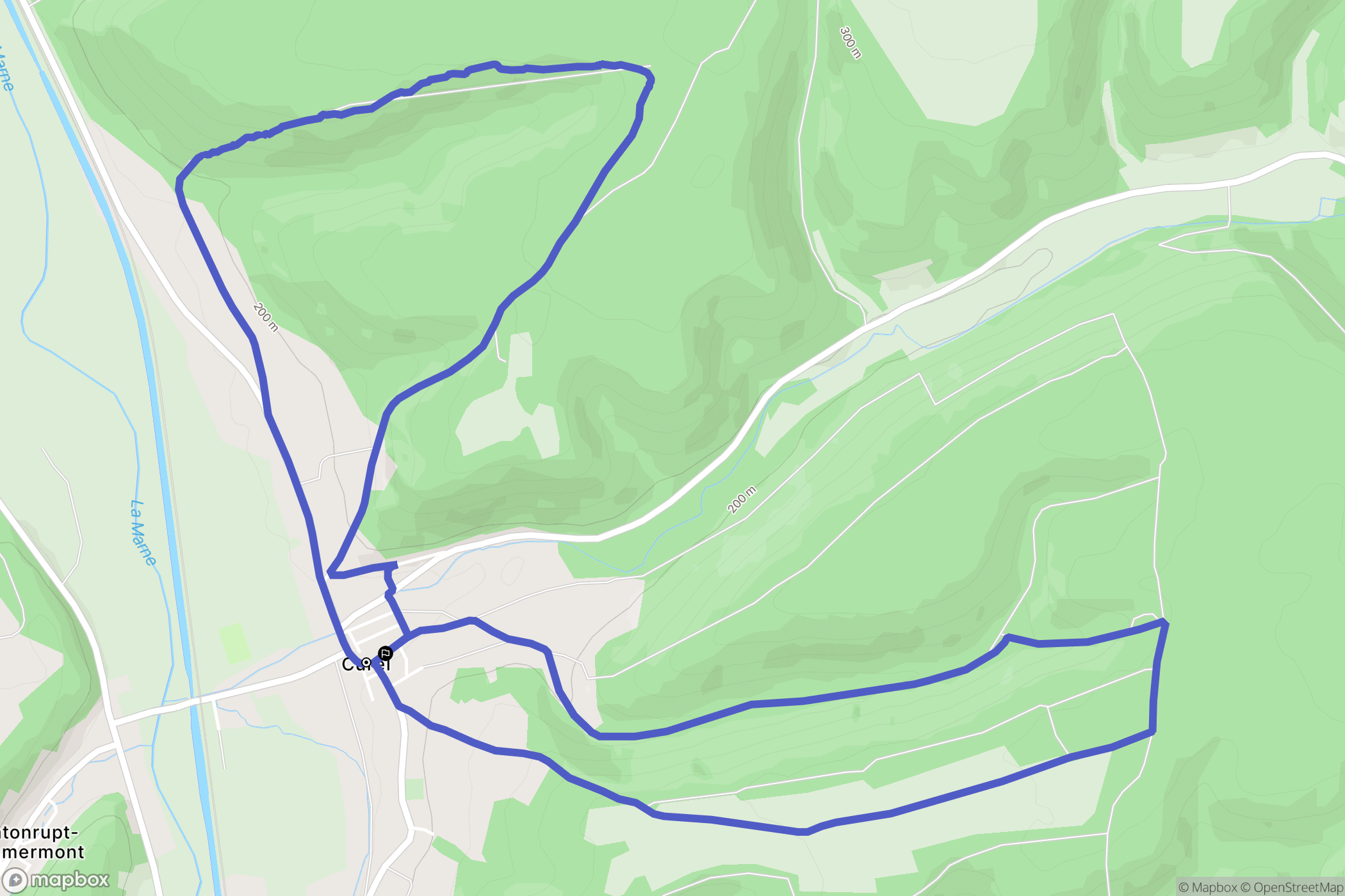 Curel : carte du parcours de randonnée - France
