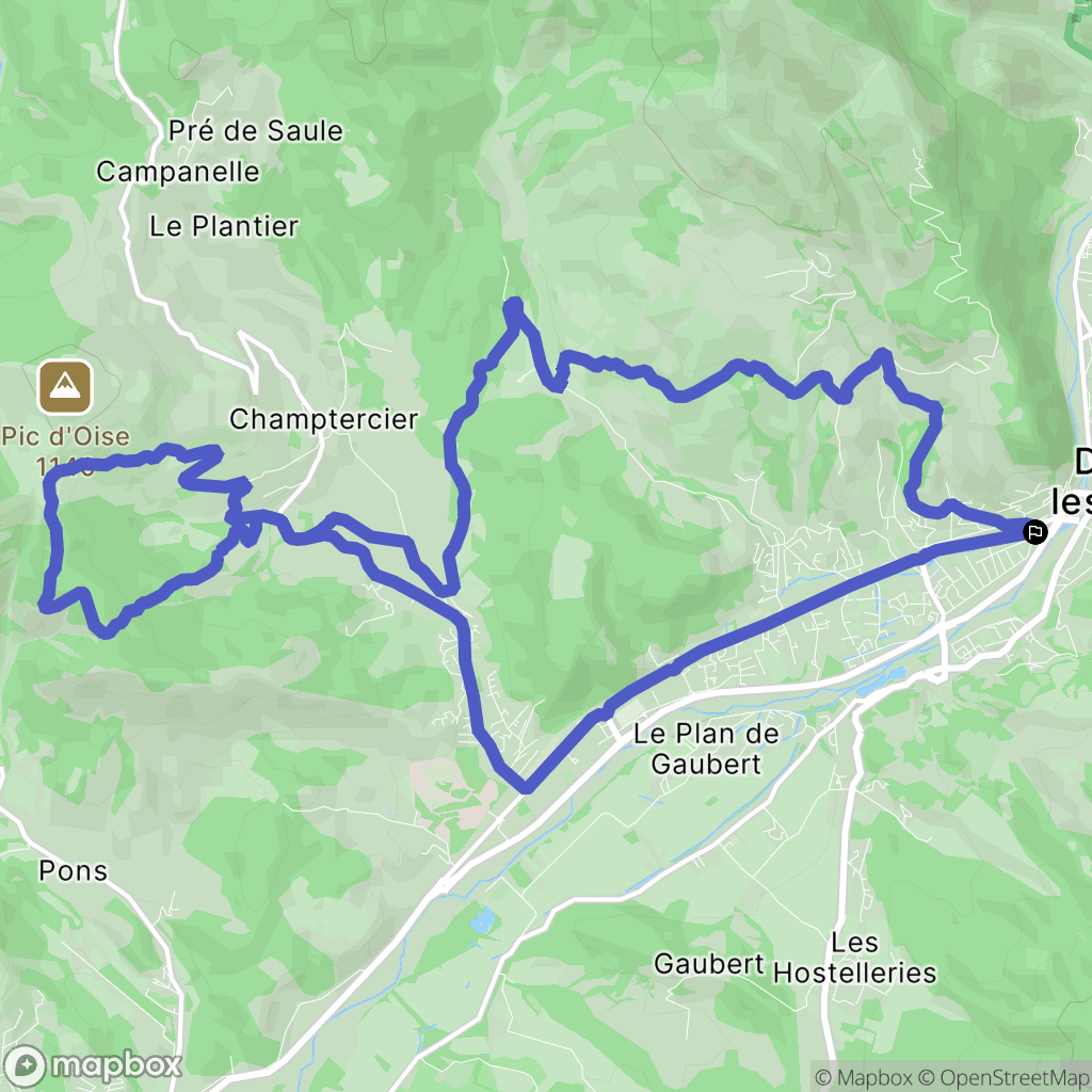 Digne-les-Bains : carte du parcours de randonnée - France