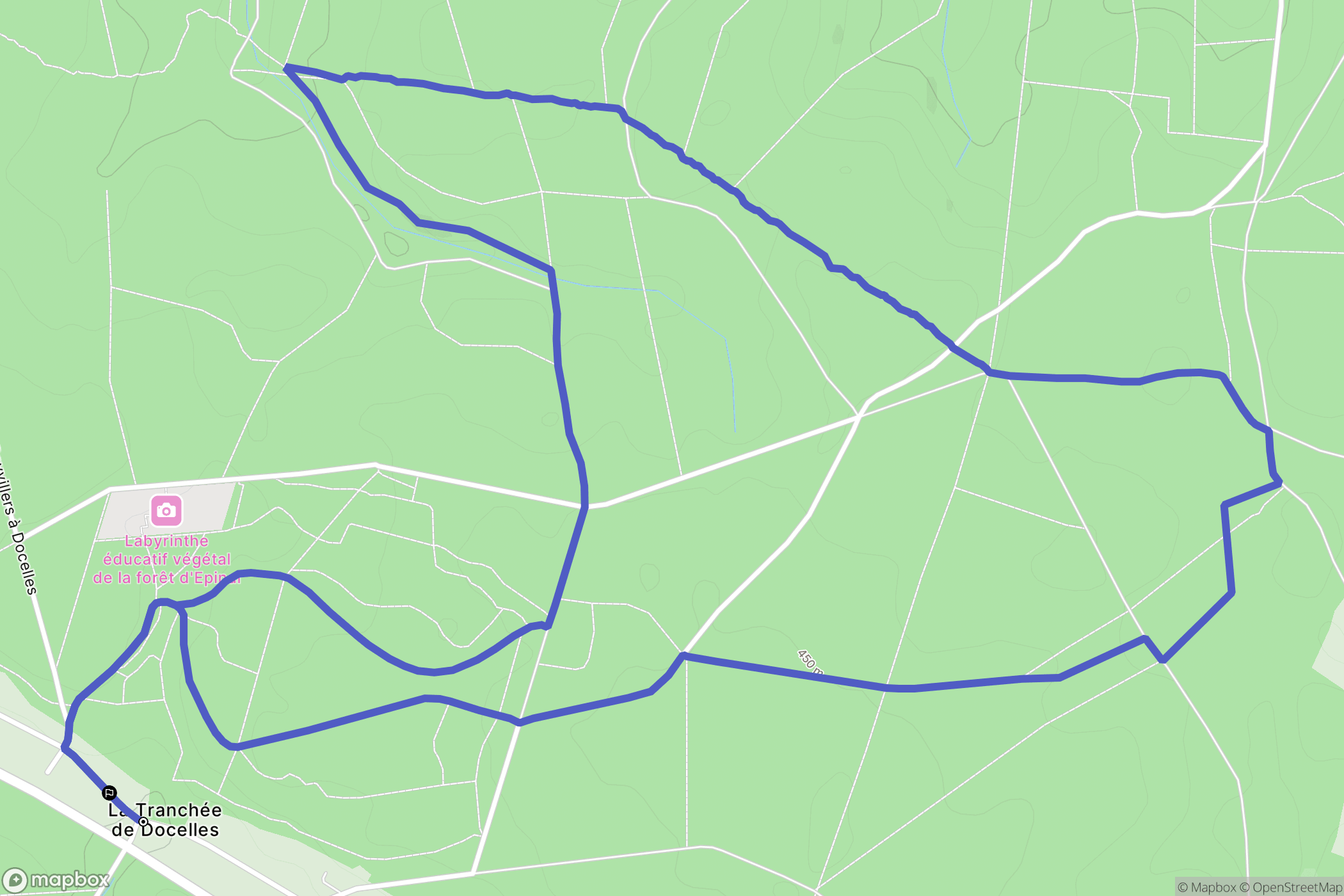 Épinal : carte du parcours de randonnée - France