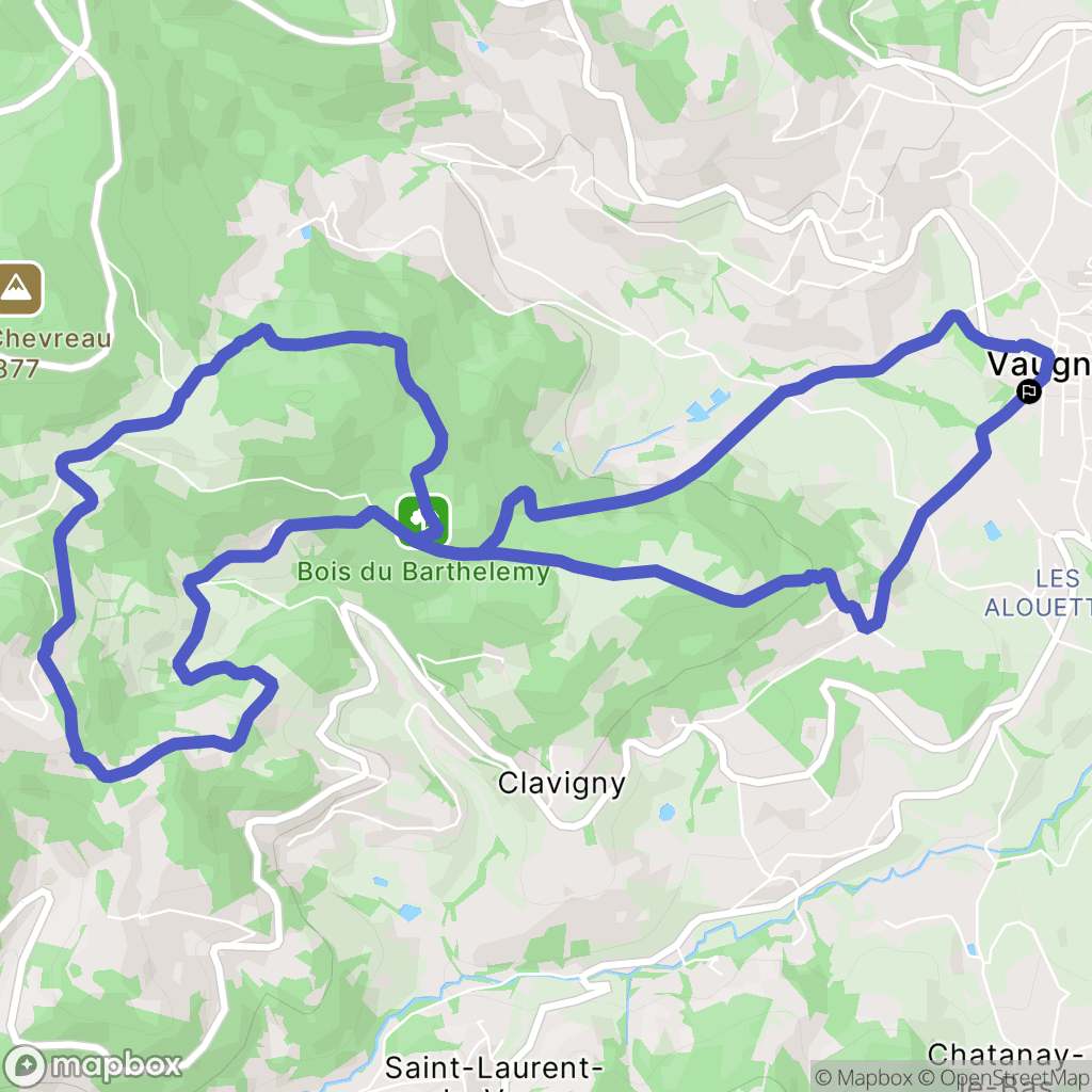 Vaugneray : carte du parcours de randonnée - France