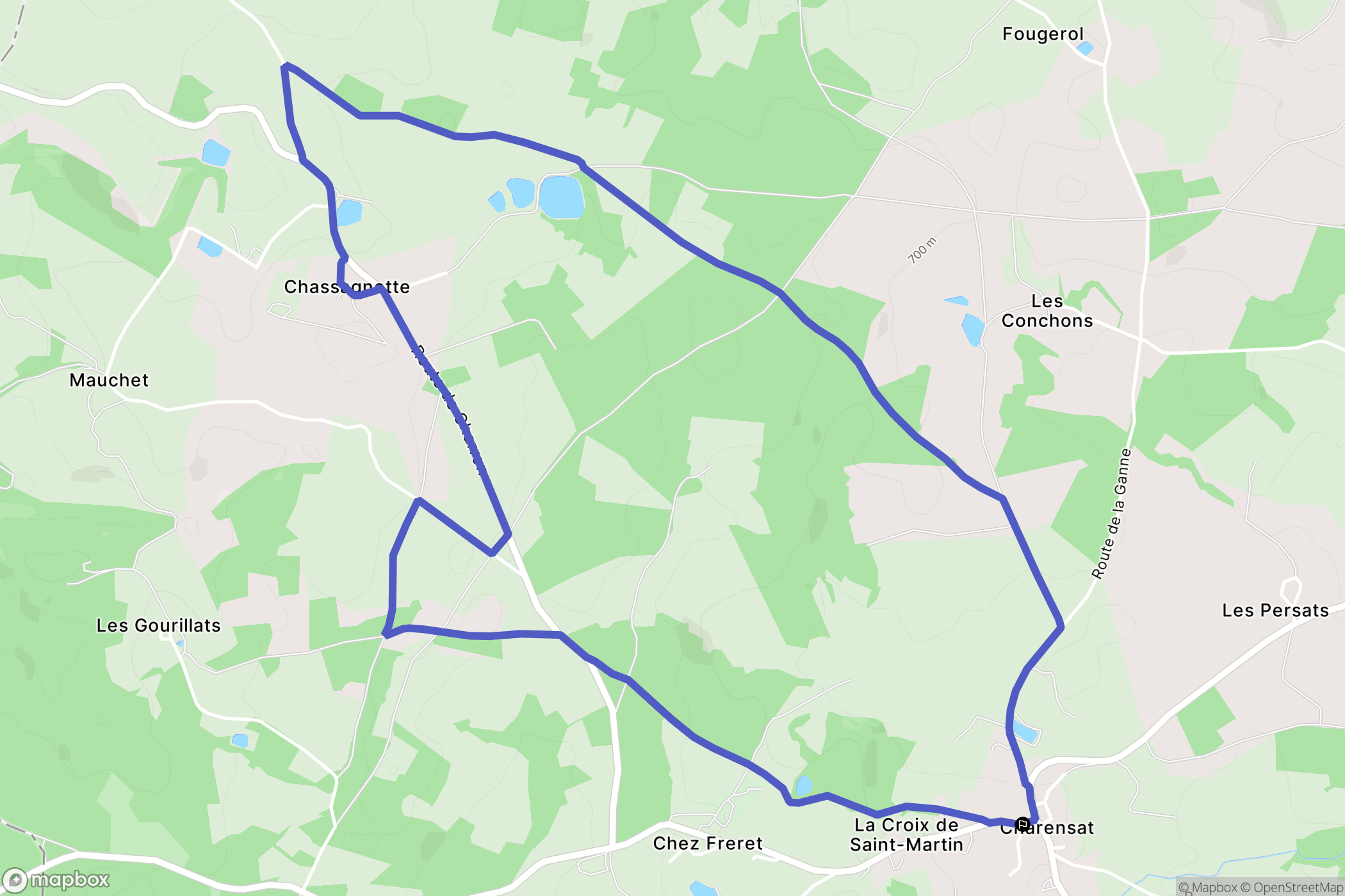 Charensat : carte du parcours de randonnée - France