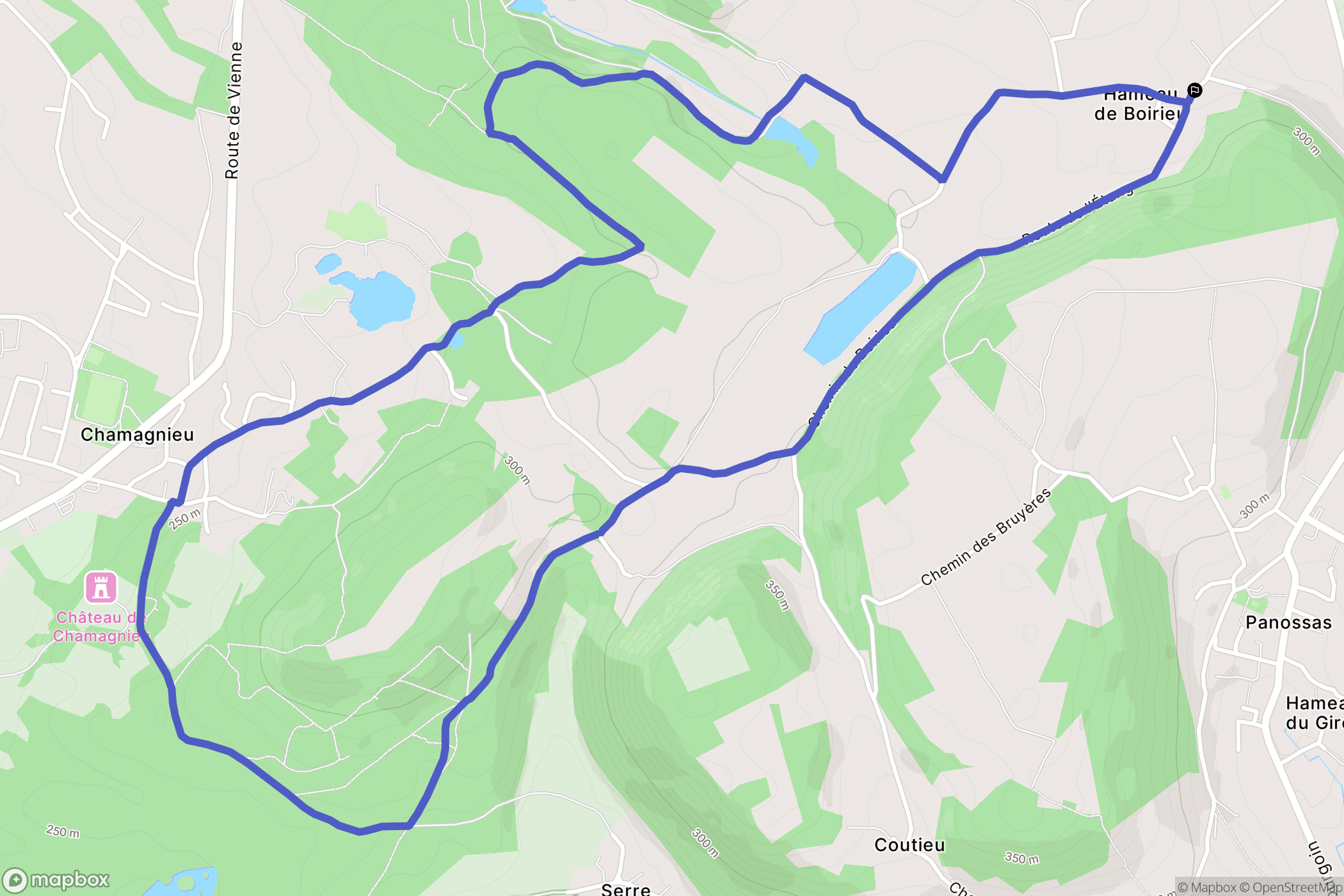Chozeau : carte du parcours de randonnée - France