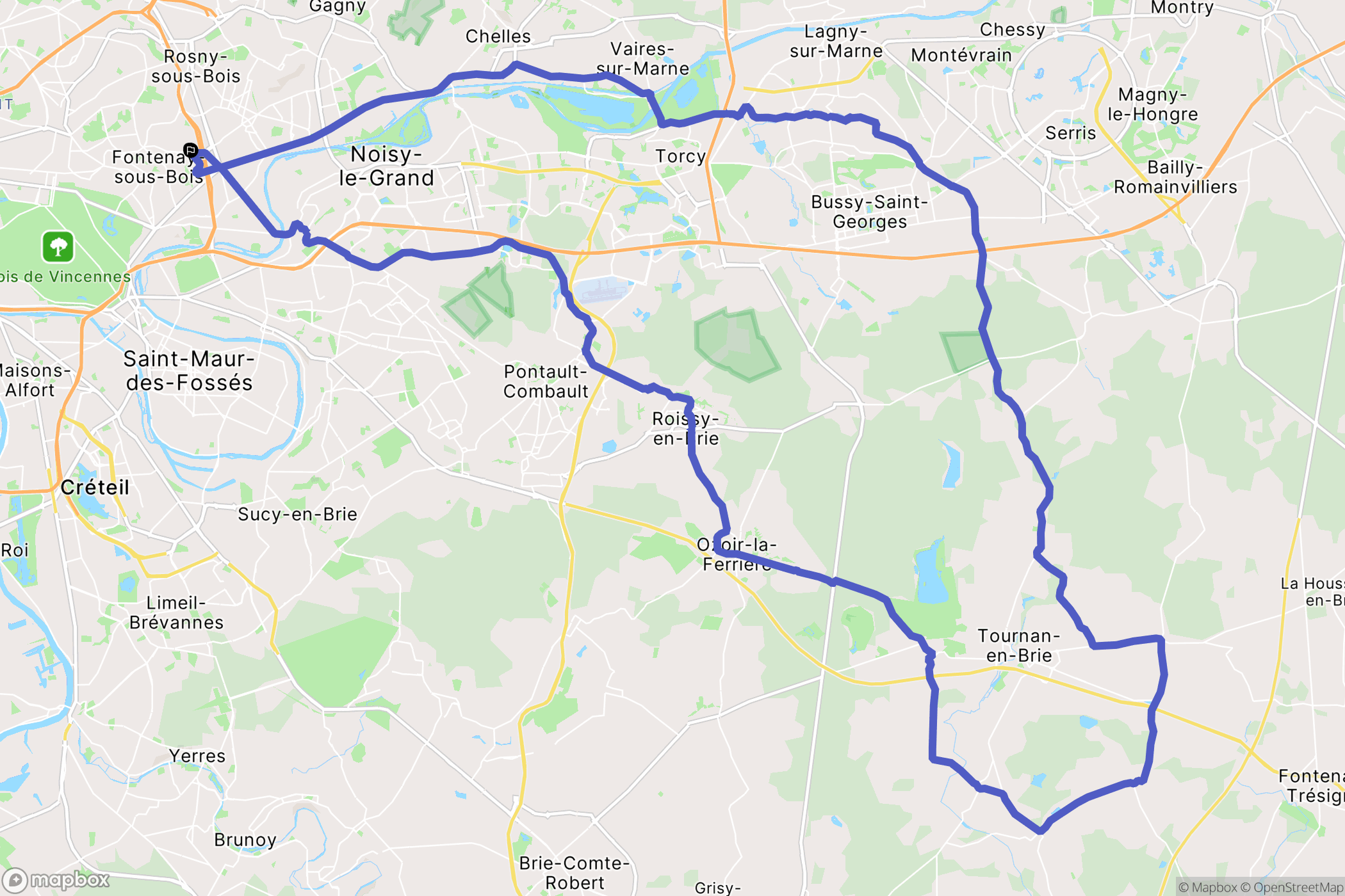 Fontenay-sous-Bois : carte du parcours de randonnée - France