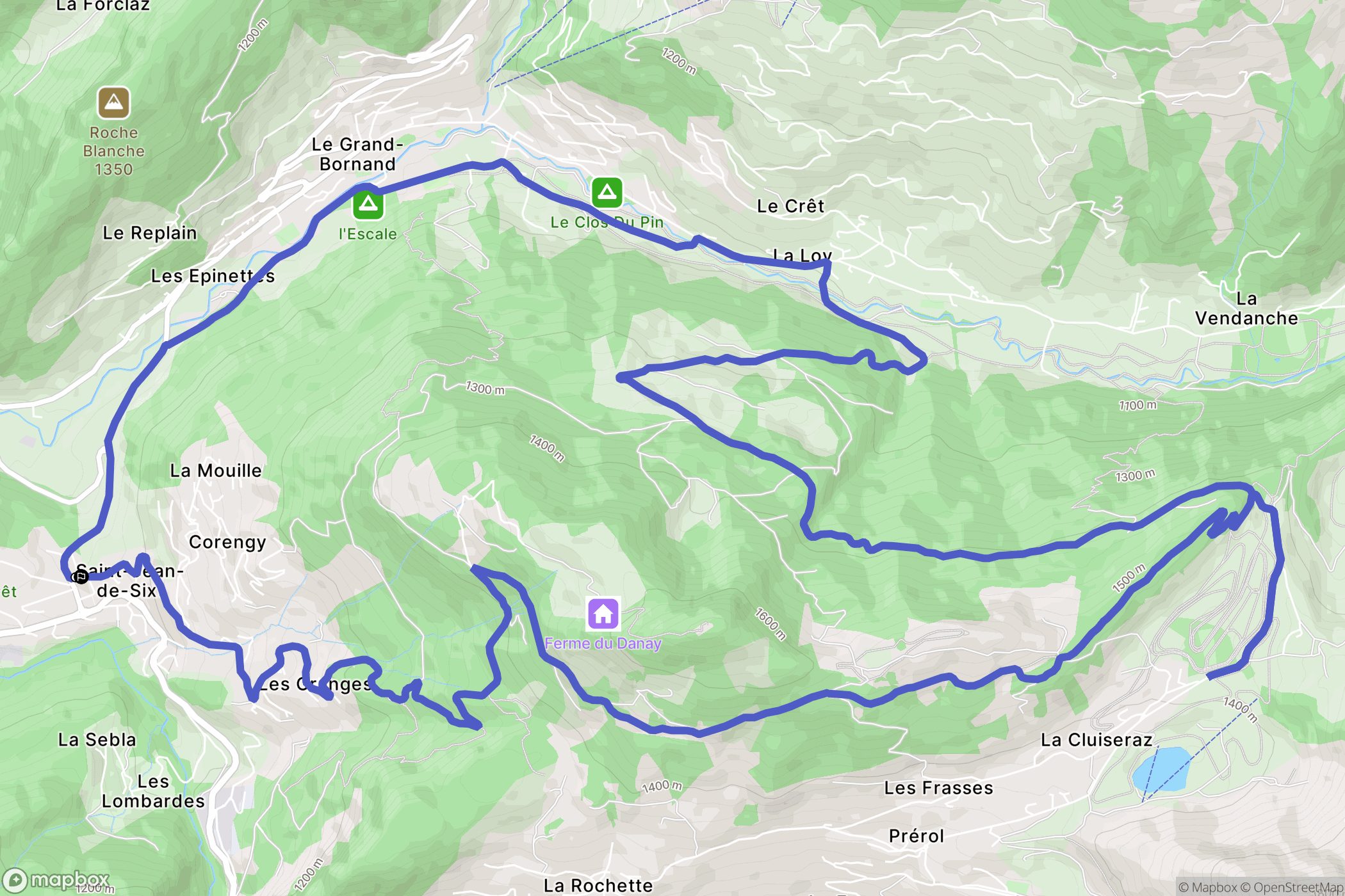Saint-Jean-de-Sixt : carte du parcours de randonnée - France