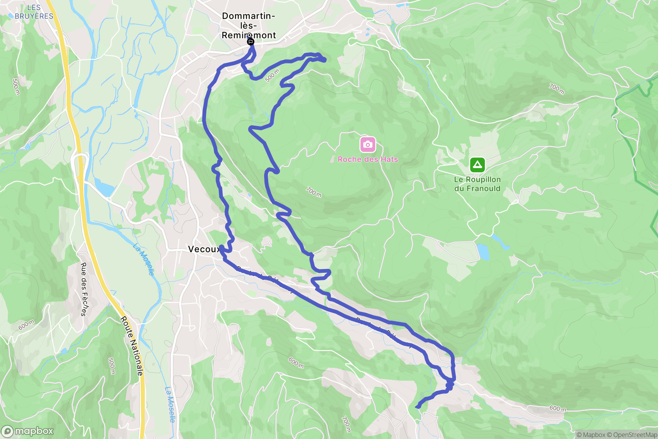 Dommartin-lès-Remiremont : carte du parcours de randonnée - France