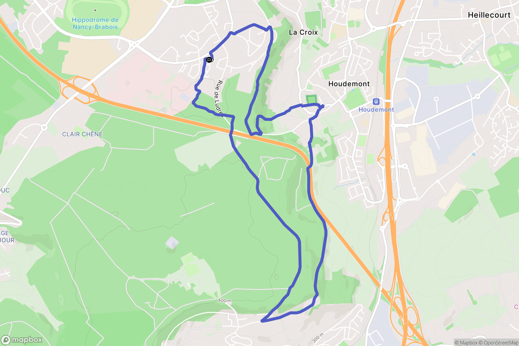 Vandœuvre-lès-Nancy : carte du parcours de randonnée - France