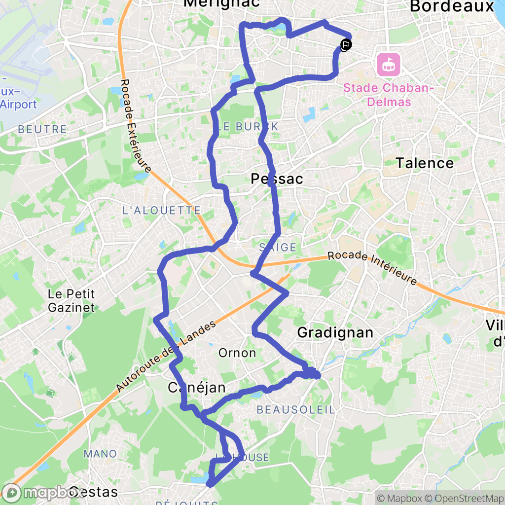 Bordeaux : carte du parcours de randonnée - France