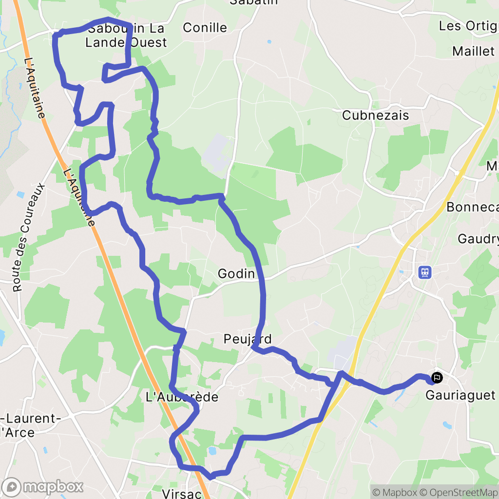 Gauriaguet : carte du parcours de randonnée - France