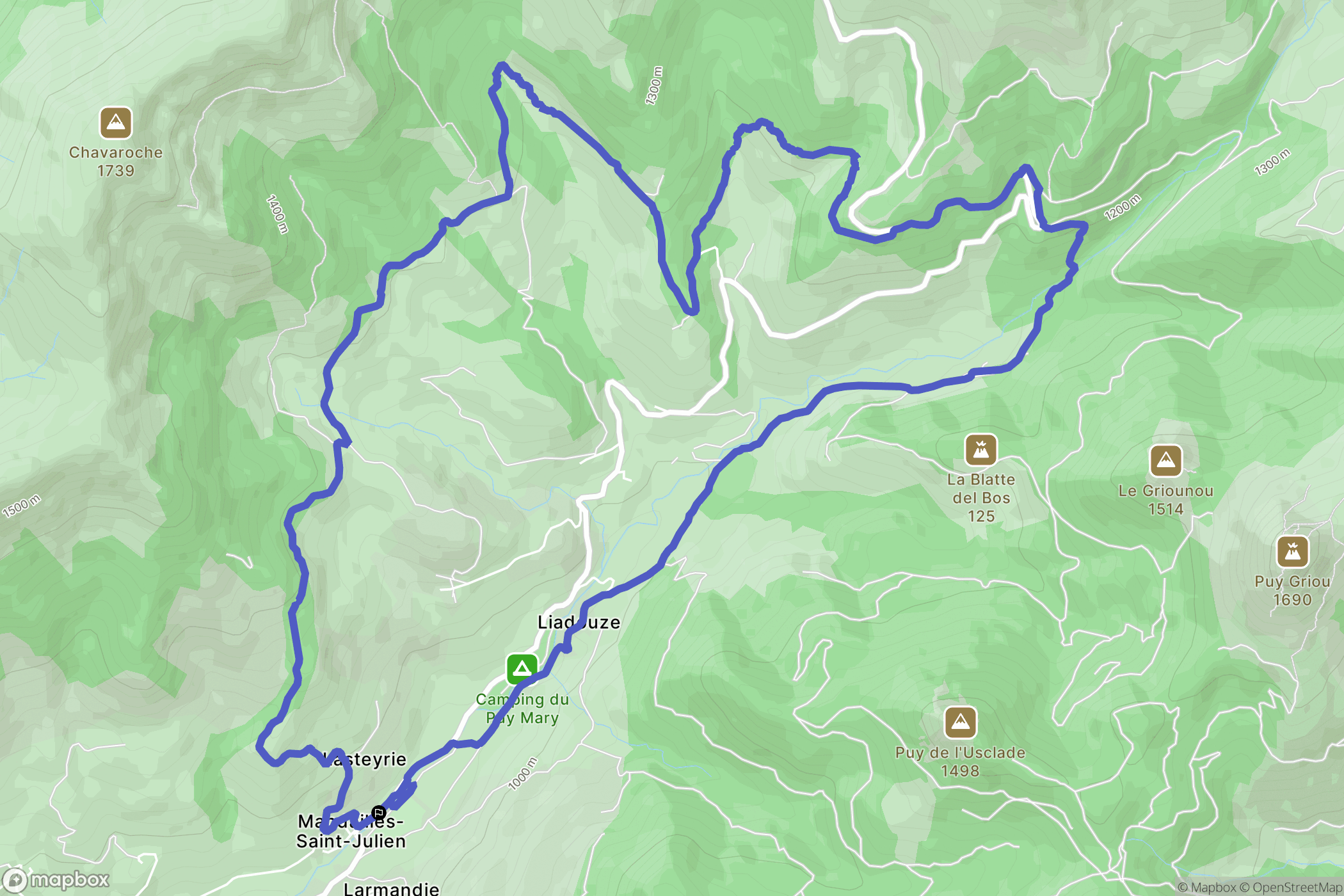 Mandailles-Saint-Julien : carte du parcours de randonnée - France