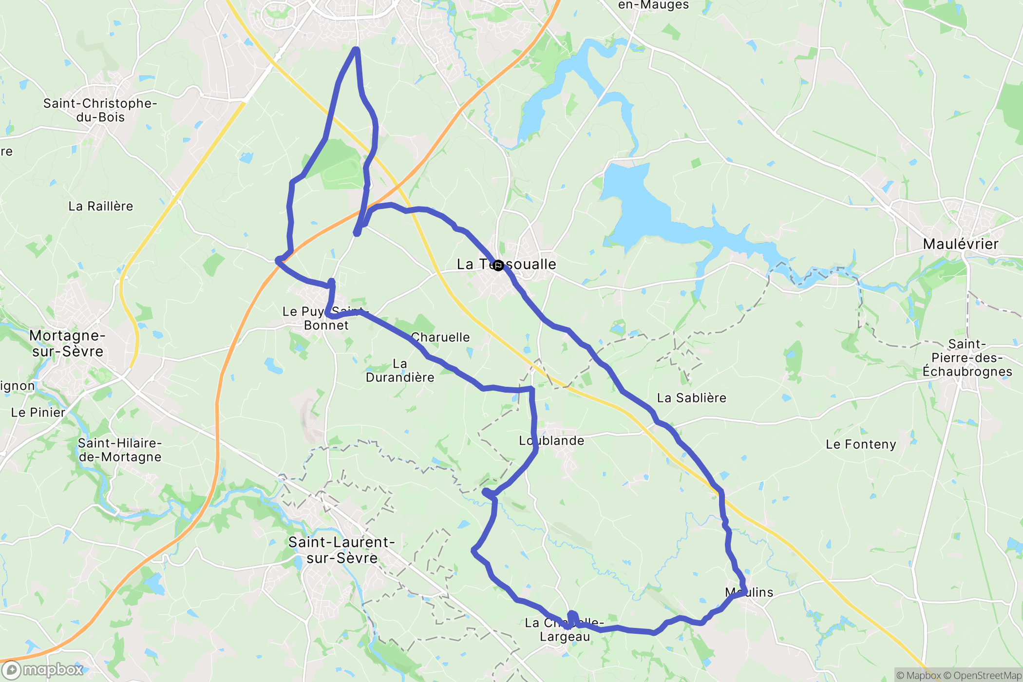 La Tessoualle : carte du parcours de randonnée - France