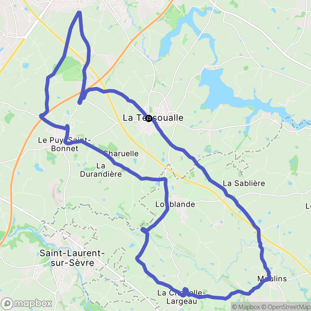 La Tessoualle : carte du parcours de randonnée - France
