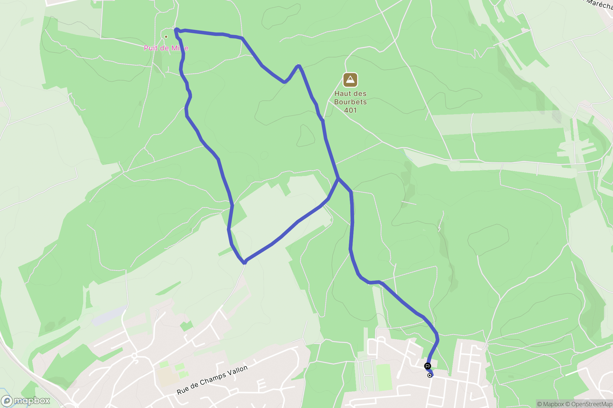 Grand-Charmont : carte du parcours de randonnée - France