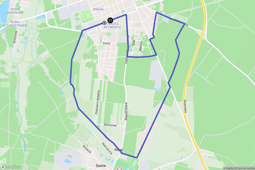 Białobrzegi: mapa trasy - Poland