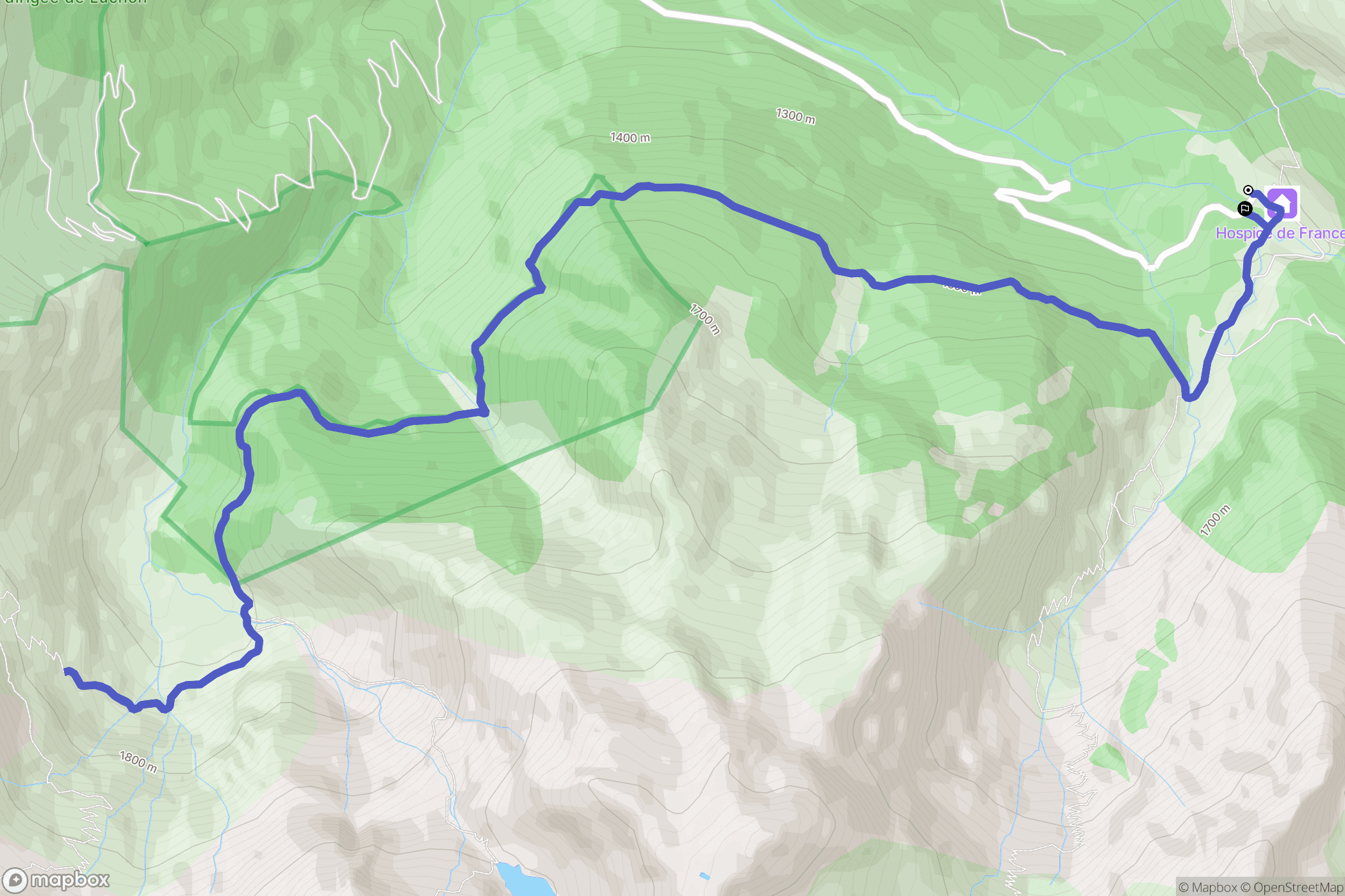 Bagnères-de-Luchon : carte du parcours de randonnée - France