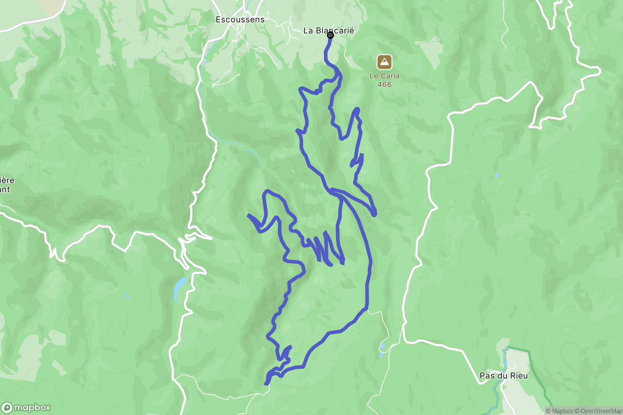 Escoussens : carte du parcours de randonnée - France