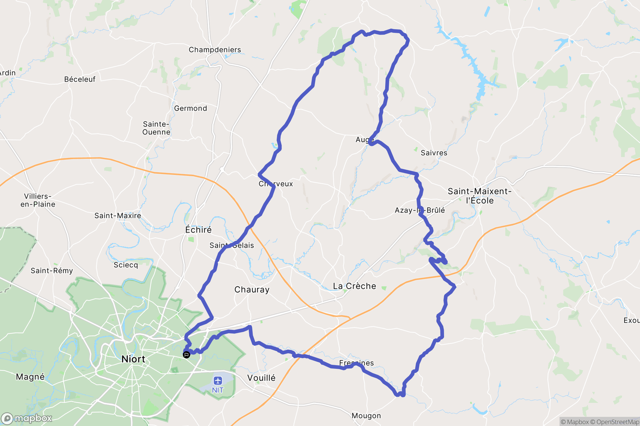 Niort : carte du parcours de randonnée - France