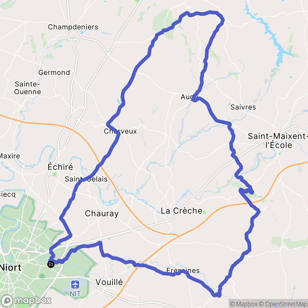 Niort : carte du parcours de randonnée - France