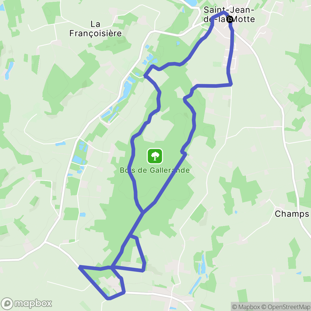 Saint-Jean-de-la-Motte : carte du parcours de randonnée - France