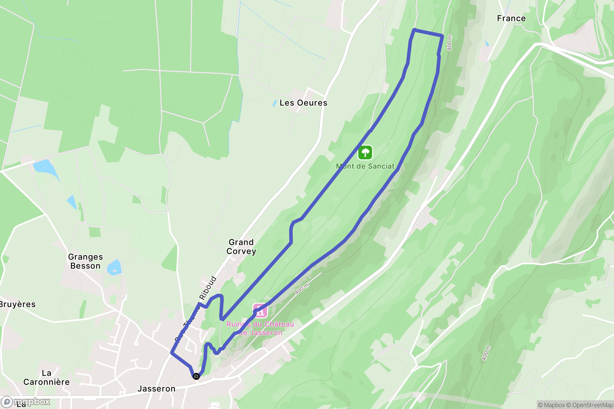 Jasseron : carte du parcours de randonnée - France